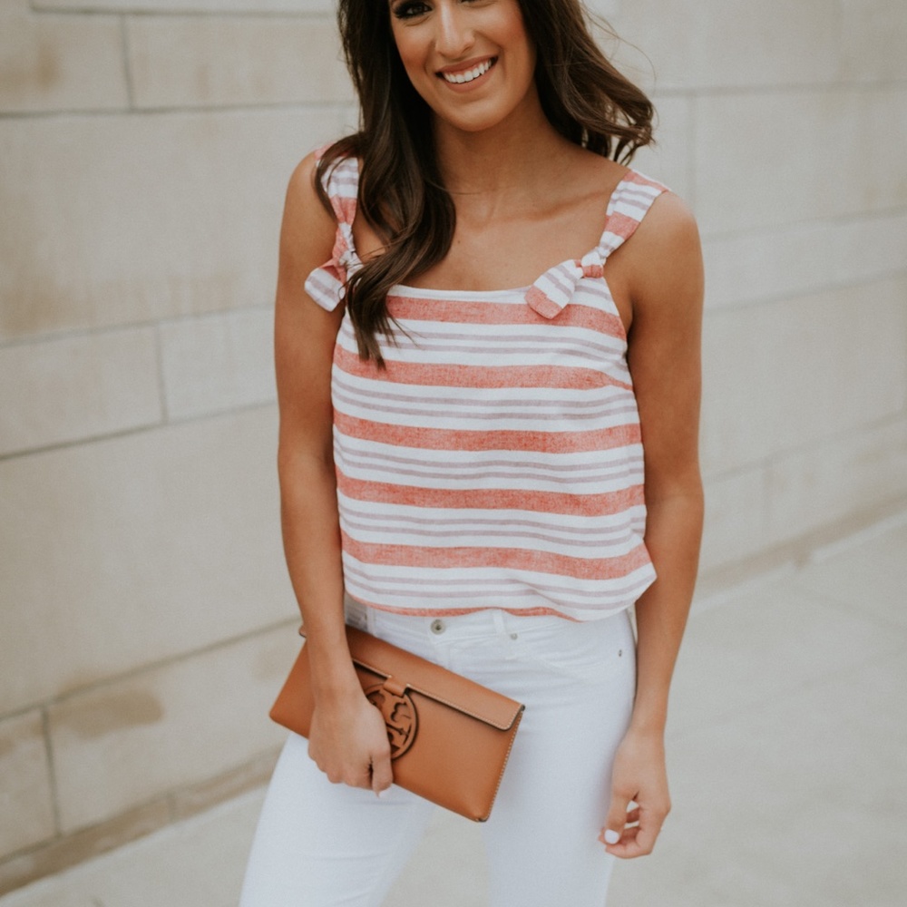 Lovers + Friends “Maybe Monday” Striped Linen Top